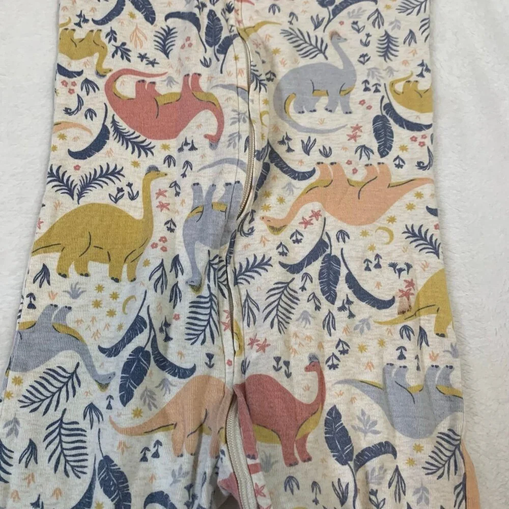 5/$25 Old Navy Kids Dinosaur Print Footed Pajamas 4T Beige Two‎ Way Zip Sleeper